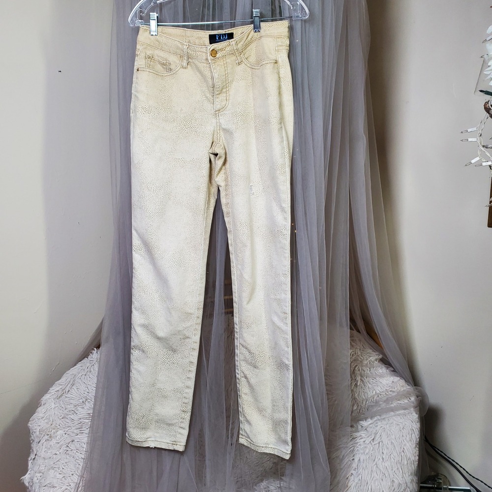 FDJ Snakeskin Print Mob Wife Retro Jeans Rocker Chic Boho Size 4 Pants 31x31.5 - Picture 2 of 7